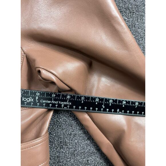 Kenneth Cole Jacket Womens Small Brown Faux Leather Belted Moto Zip Pockets - Picture 7 of 7